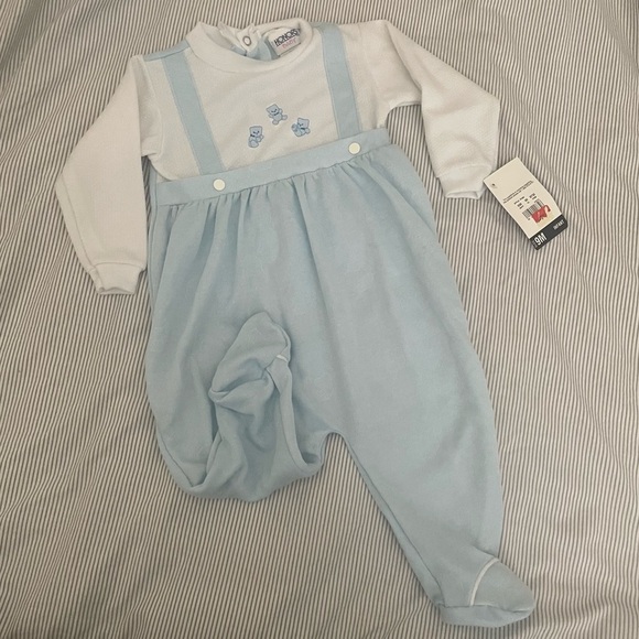 90’s Deadstock 9M Teddy Bear One Piece button up set baby blue - Picture 3 of 8